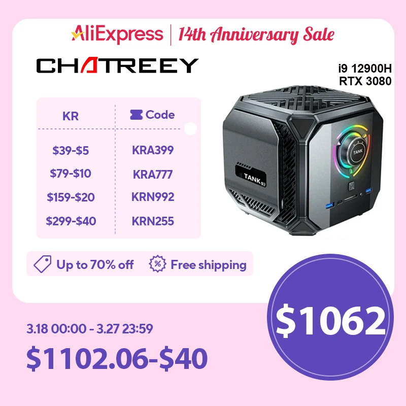 Chatreey 탱크 미니 PC, 엔비디아 3080 16G, 인텔 코어 I9, 12900H, I7, 12700H, 게이밍 데스크탑 컴퓨터, PCIE 4.0, 와이파이 6, BT5.0 Best Top5 Chatreey 탱크 미니 PC, 엔비디아 3080 16G, 인텔 코어 I9, 12900H, I7, 12700H, 게이밍 데스크탑 컴퓨터, PCIE 4.0, 와이파이 6, BT5.0 Best Top5