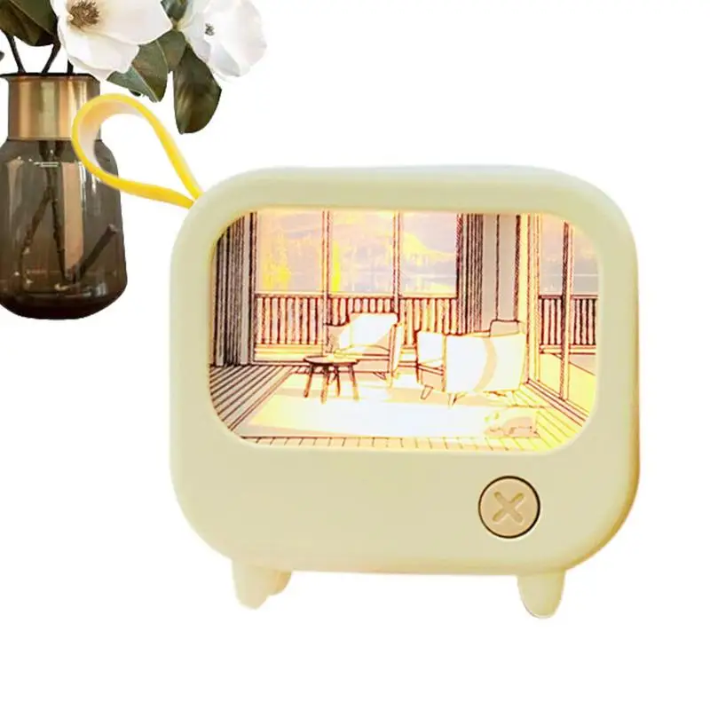 

TV Painting Night Light Creative Led Light Kawaii Painting Night Lamp Cute Desktop Ornament Mini Room Party Decor Birthday Gift