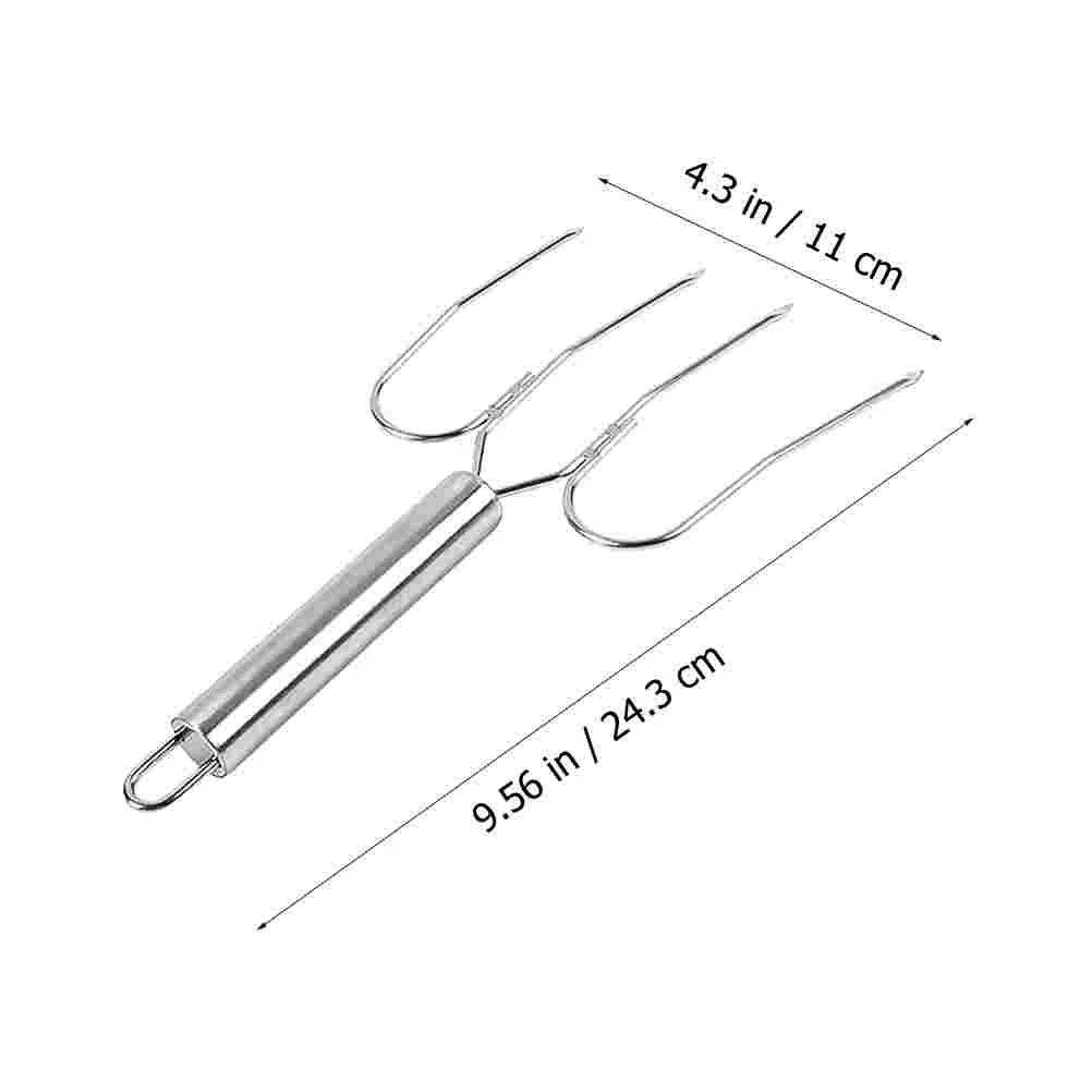 2 Pcs Stainless Steel Roasting Fork Turkey Lifter Barbecue Tool Meat Skewer Poultry Fork Steak Hoist Kitchen Dining Bar Meat