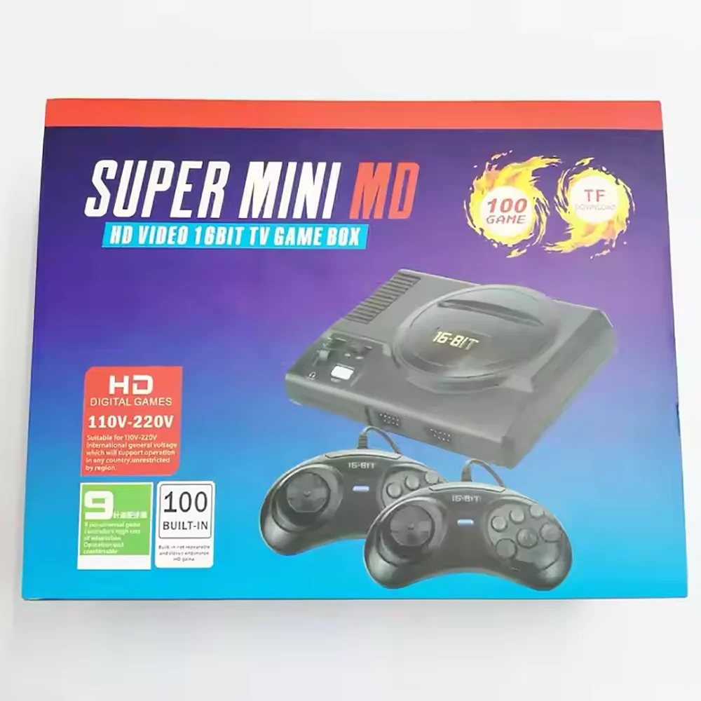 16BIT HD MEGA DRIVE Super Mini Md Game Console HD Video 16bit TV Games Built in 100 Games（Did not include TF Card)）
