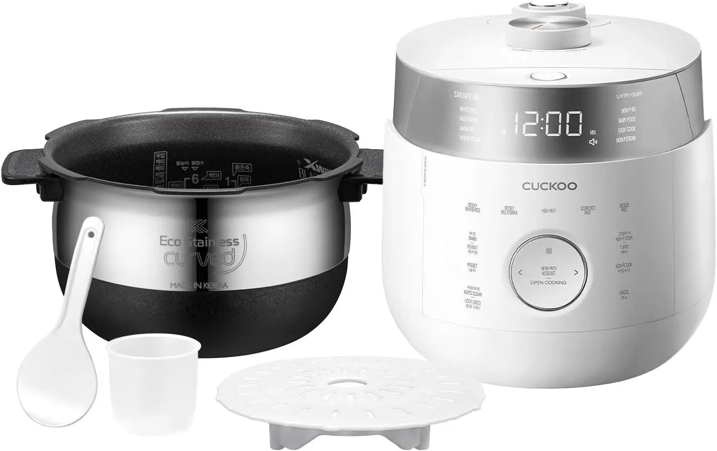 

CUCKOO CRP-LHTR0609FW Small Stainless Steel Rice Cooker 6-Cup (Uncooked), 12 Cups (Cooked) with Induction Heating