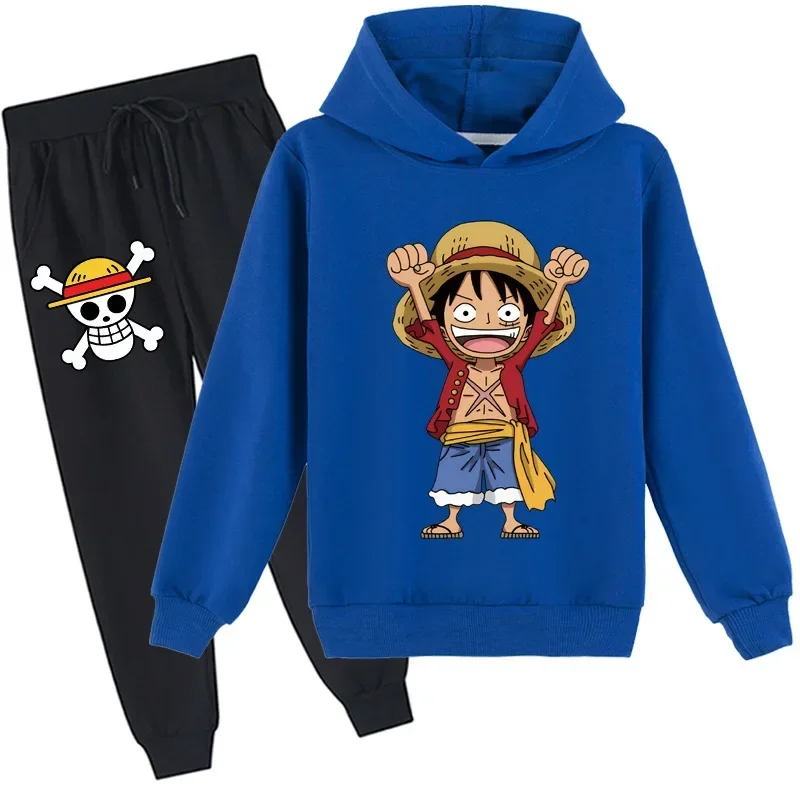 

One Piece Autumn and Winter Clothing 2024 New Children and Boys Fashionable Sports Hoodies Sweatshirts Trousers Trendy Suits