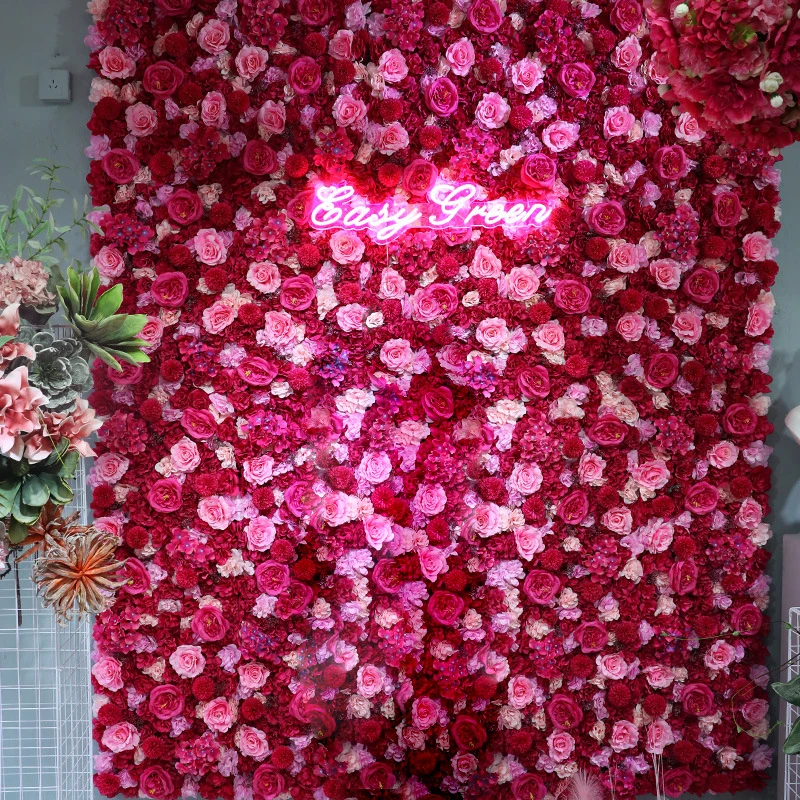 

3D Silk Rose Flower Backdrop Wedding Decoration Artificial Flower Wall Panel for Wedding Home Decor Baby Shower Backdrops