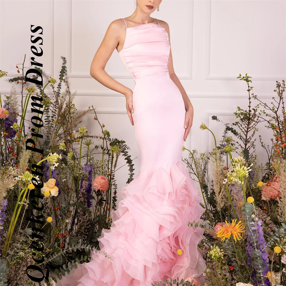 

Qcenkeren Mermaid Spaghetti Straps Prom Dresses Floor Length Evening Dress vestido de novia