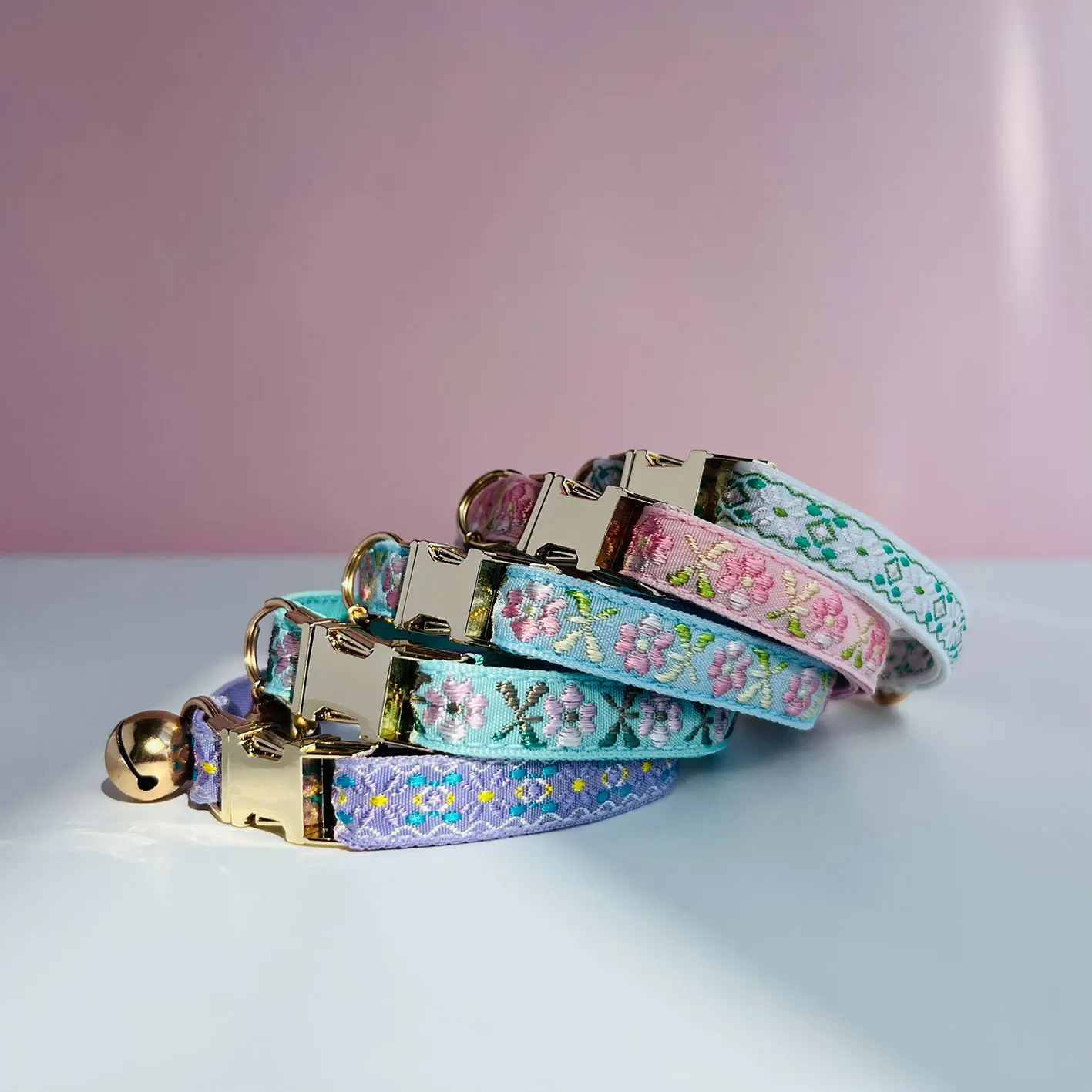 Customize Name Personalized Colorful Woven Pattern Cat Collar Jacquard Design Safety Breakaway Buckle_voghion.com