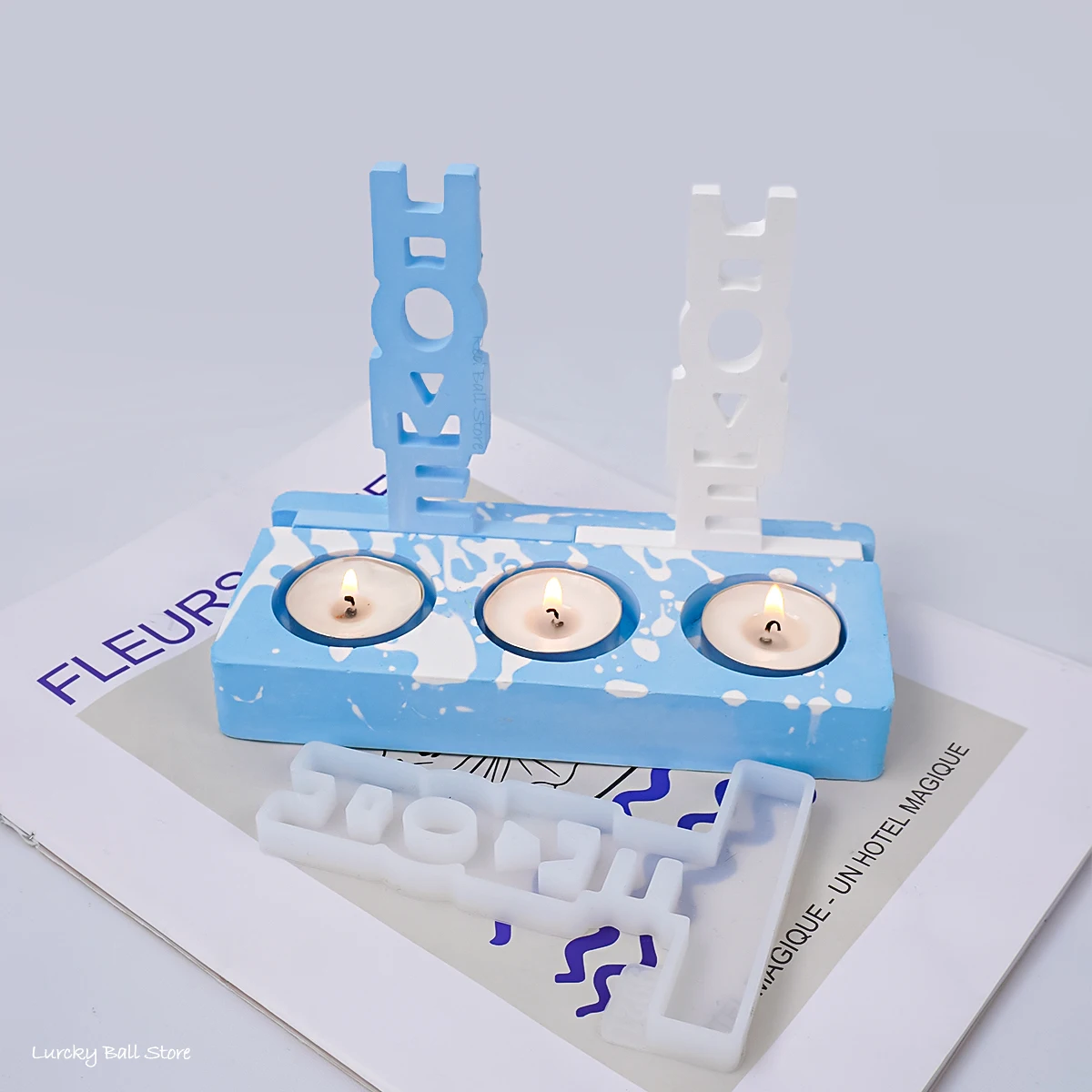 Silicone Mold DIY HOME Letter Candlestick Mold for Room Decor