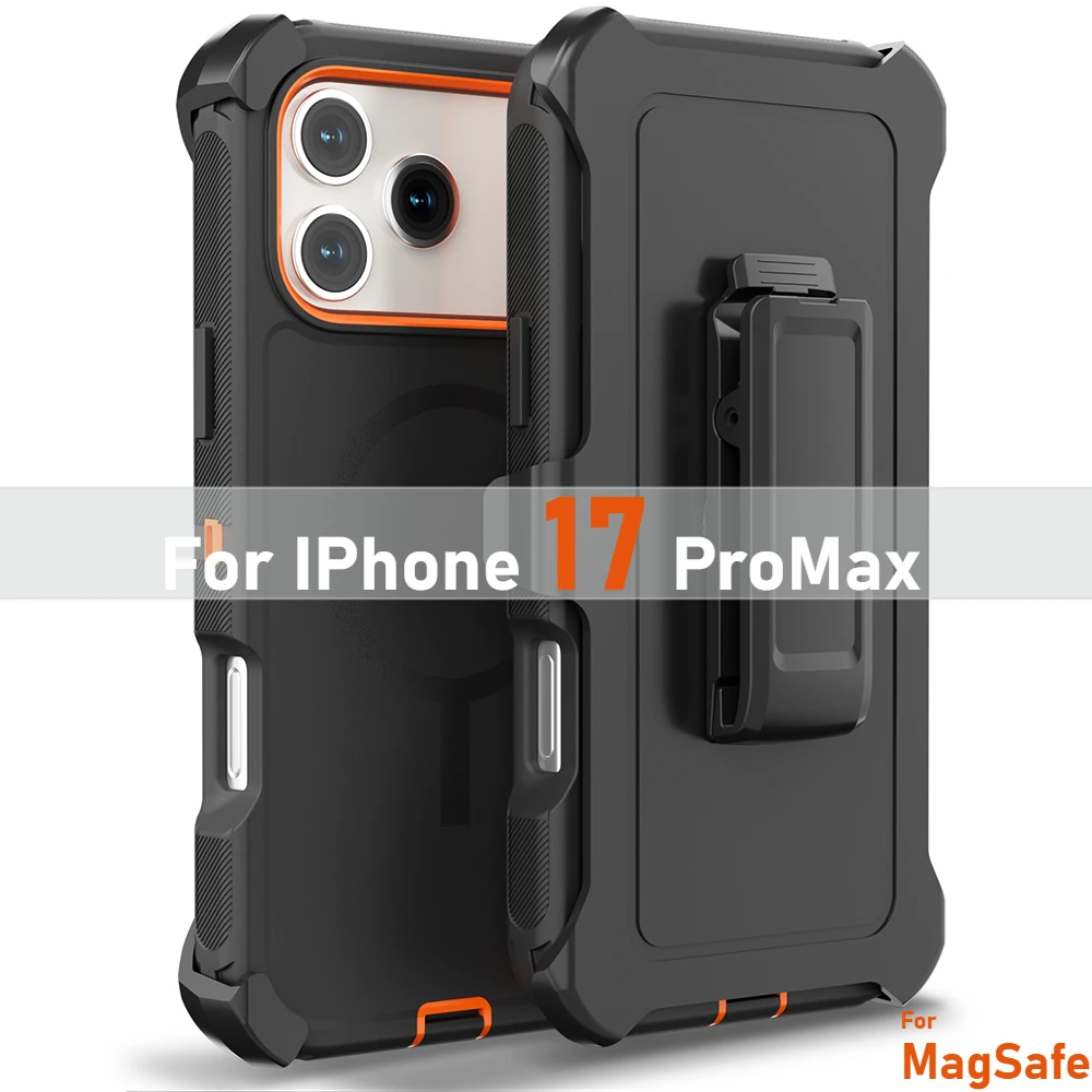 Enhanced Armor Magnetic Phone Case - Rugged Shockproof Design with Clip Cover
