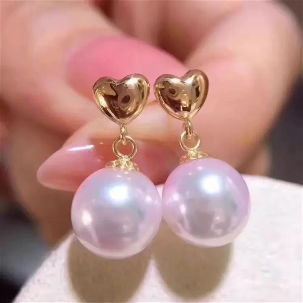 

DIY Accessories G18K Pearl Jade Earrings Empty Care Pearl Earrings Fit 8-10mm Round Beads G241