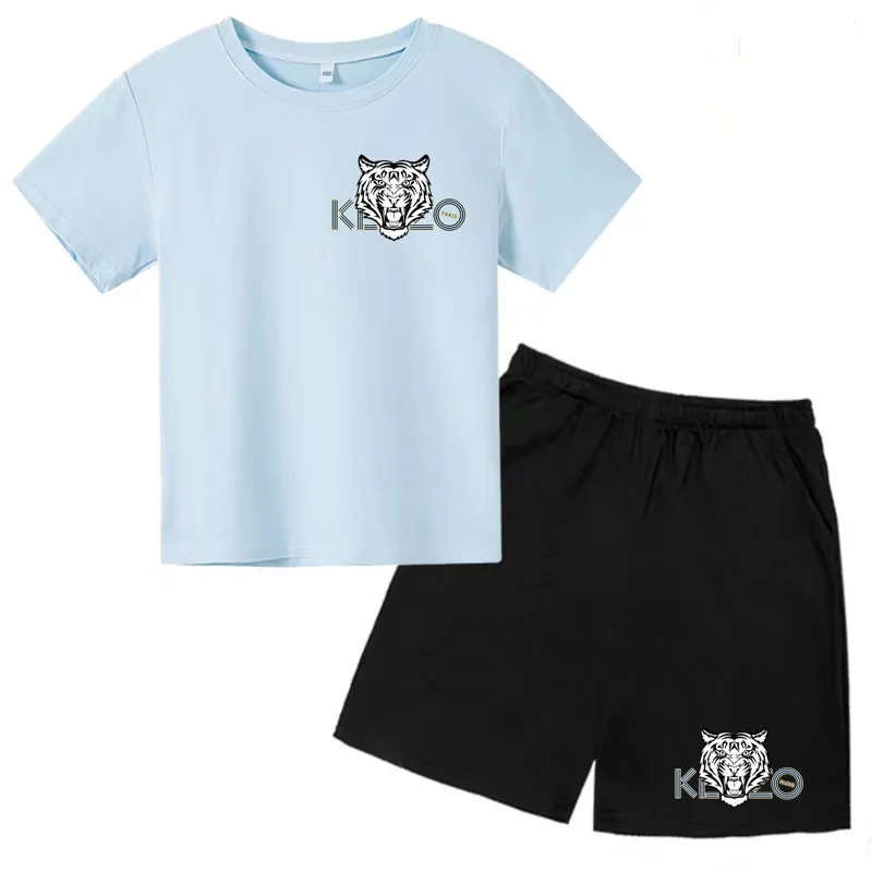 Kids Set Cartoon Print Kids Summer Boys Girls Sports T-shirt Set Casual Short Sleeve Shorts 2-piece 3-13 Years Old