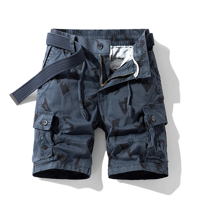 Fashionable Printed Multi-Color Workwear Shorts Men's Summer 2024 New Multi-Pocket Pants Loose Straight Casual Shorts