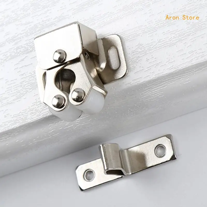 Set of 5 Double Roller Door Catches Durable Cupboard Cabinet Door Catch with Screws Reliable Twin Roller Closet Catches