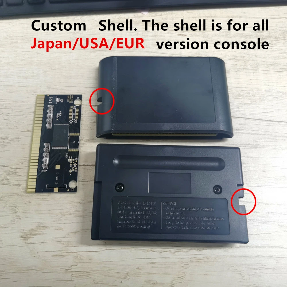 KY 기술 MD FlashKit 카드 Sega Megadrive Genesis 비디오 게임 콘솔 카트리지 용 재기록 가능한 무전해 골드 PCB 카드