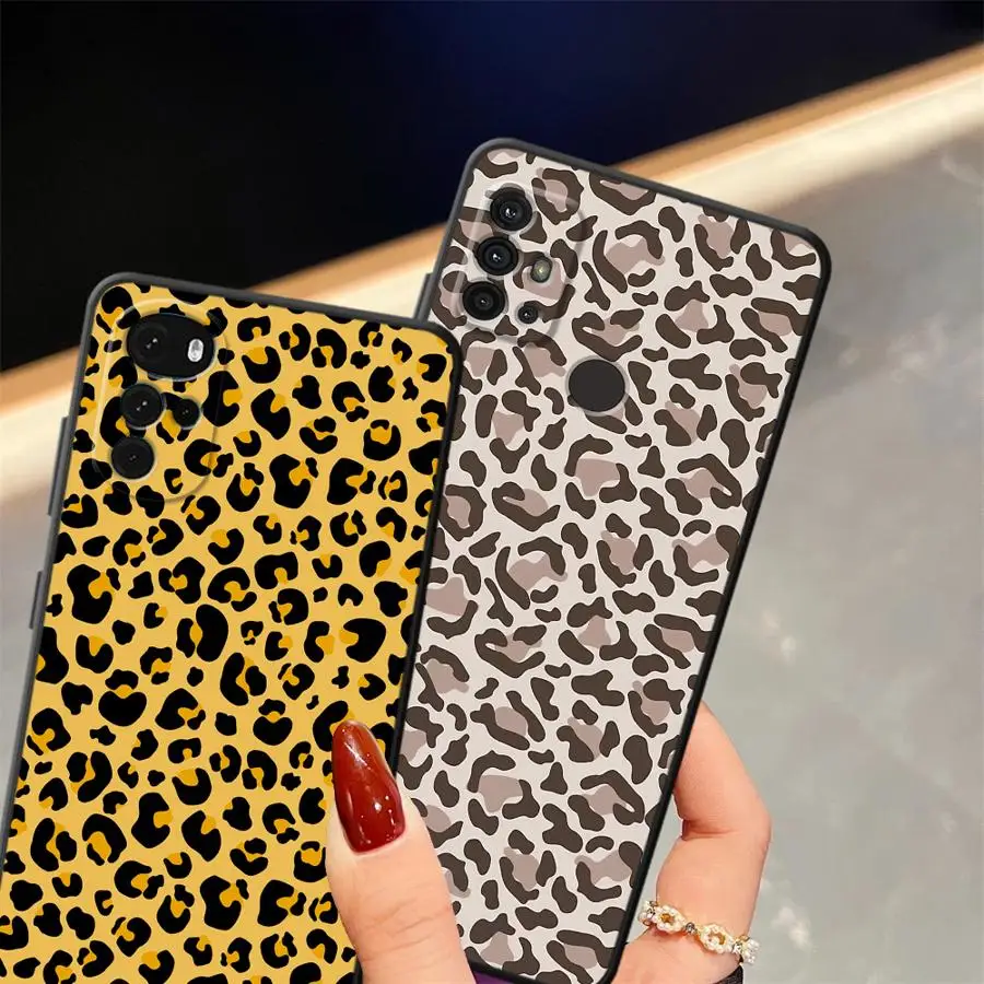 Leopard Print Black Soft Phone Cover Case