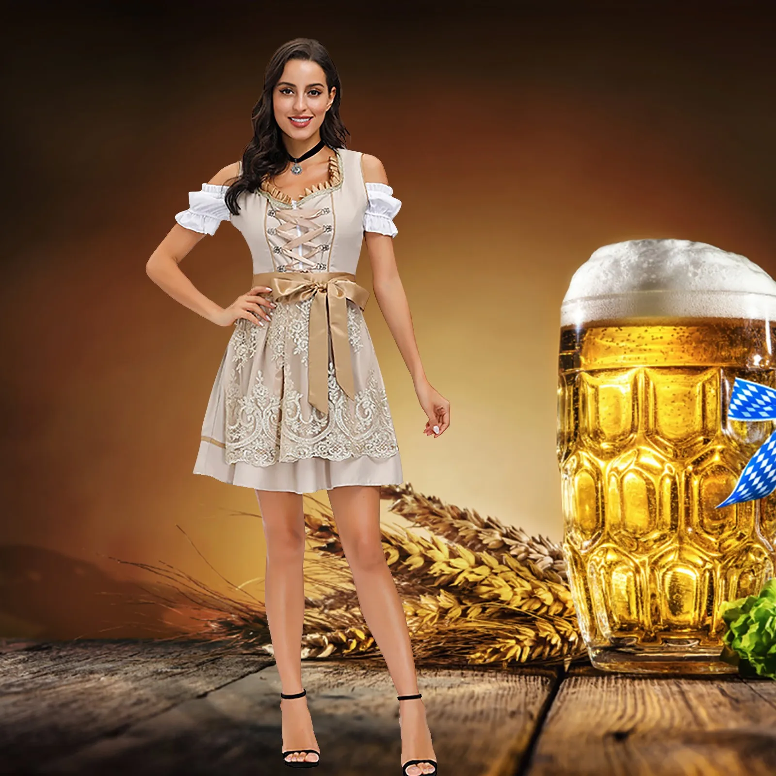 

Traditional Bavarian Oktoberfest Costumes Dirndl Dresses For Women Apron Dress German Beer Girl Carnival Cosplay Party Dresses