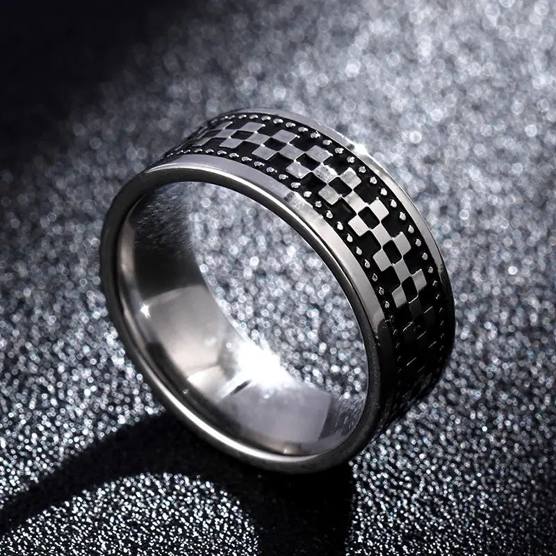 MOREDEAR 8MM Titanium Rings for Men and Women Birthday Gift triangular pattern discredit Ring 