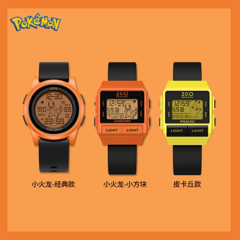 

Original Zgo Anime Watches PokéMon Charmander Waterproof Luminous Sports Electronic Watch Cute Christmas Gift Toys