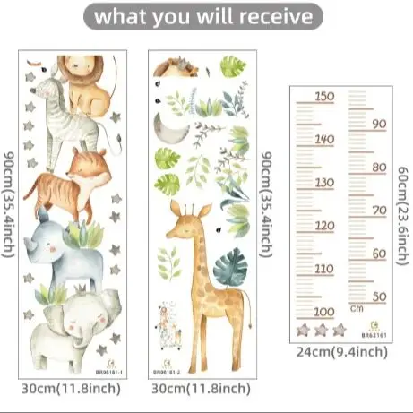 Cartoon Animal Height Ruler Stickers 5