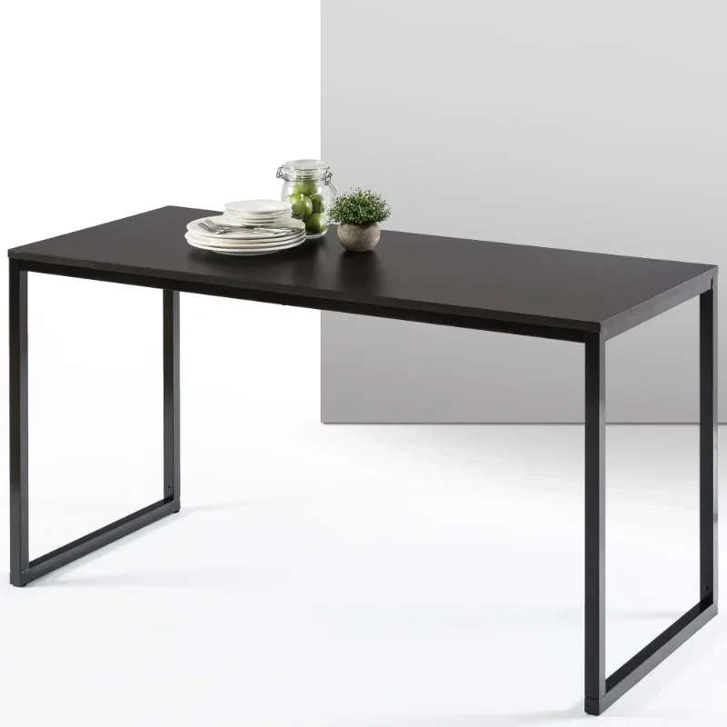 

Jennifer 55” Black Frame Desk, Deep Espresso Marble Dining Table Kitchen Table