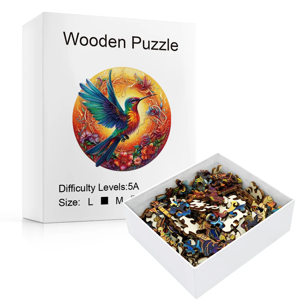 Wooden Puzzles for Adults Mandala Hummingbird Jigsaw Puzzles Unique Shapes Bird Great Gift for Adults and Couples on Val
