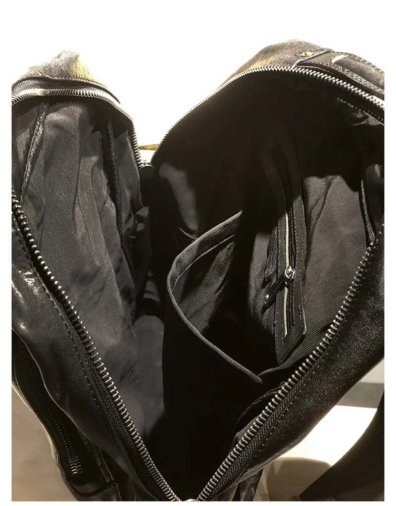 Fashion luxury genuine leather men women's black backpack casual outdoor travel high quality natural real cowhide laptop bagpack