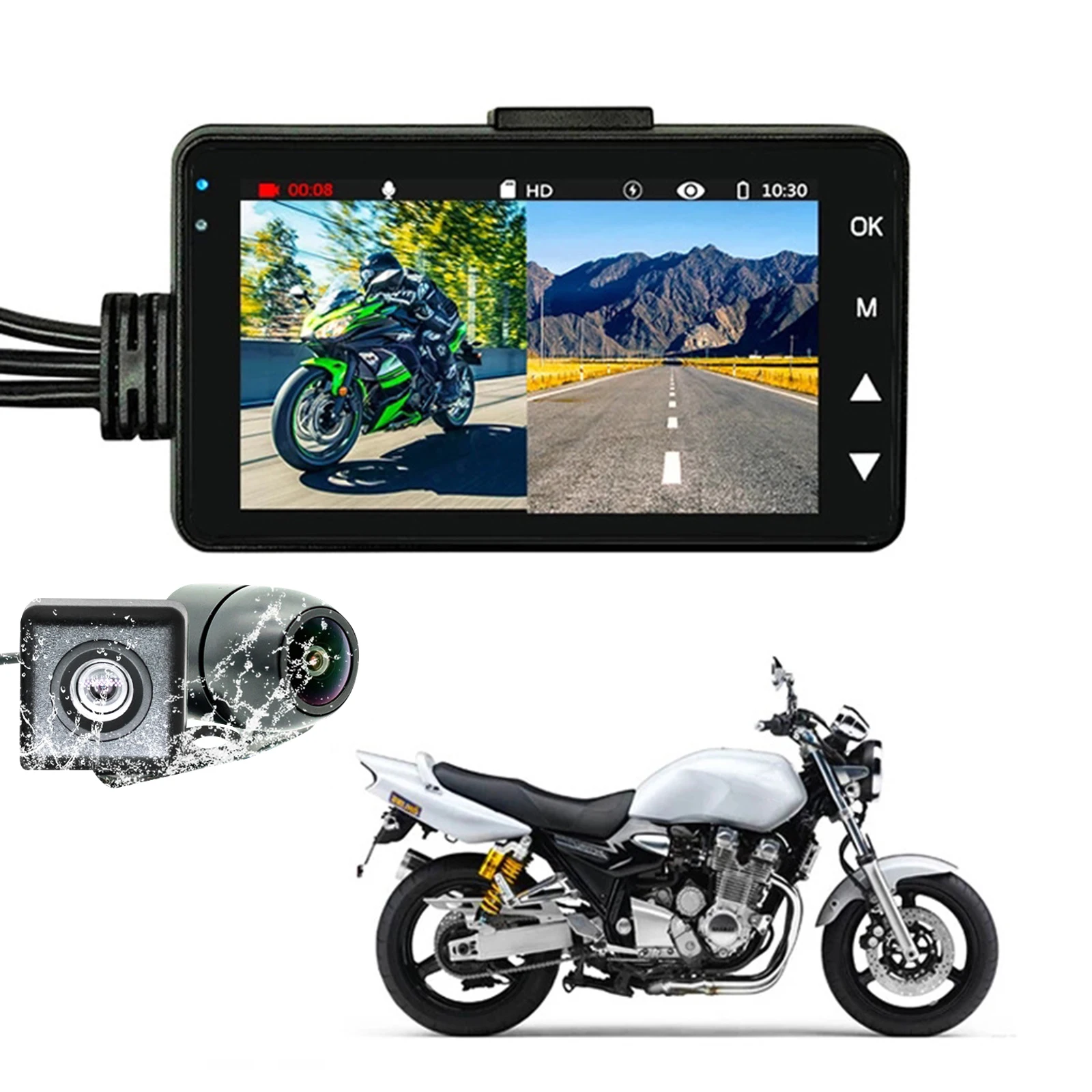 

Portable Motorcycle Driving Recorder Hd Ip68 Waterproof Lens Video Recorder Dustproof Anti-High Temperature for Locomotive