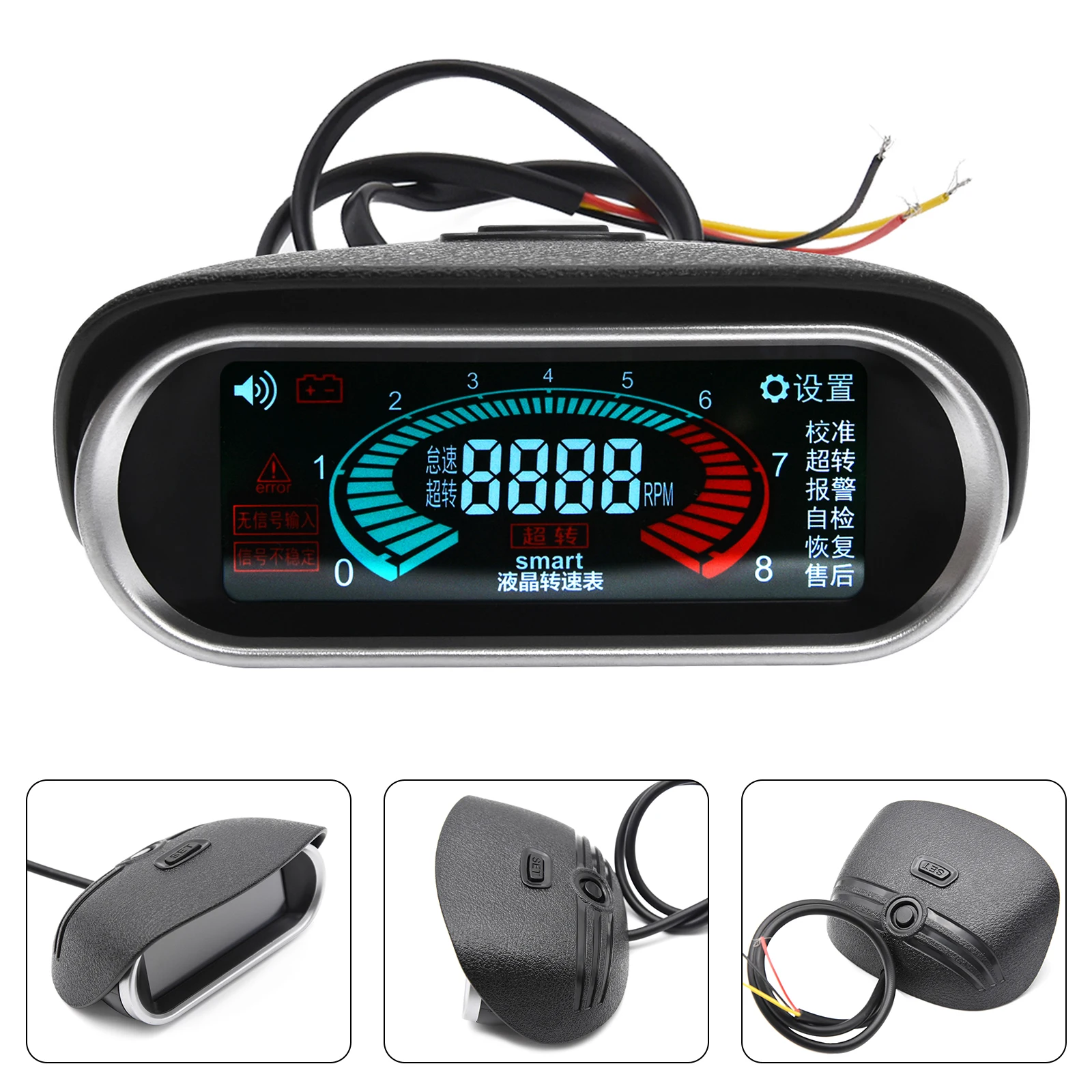 Contagiri Per Auto 12V 24V 50-9999Rpm Lcd Digital Gauge Con Allarme Per Auto Barca Motore Rpm Meter Fit Benzina Diesel