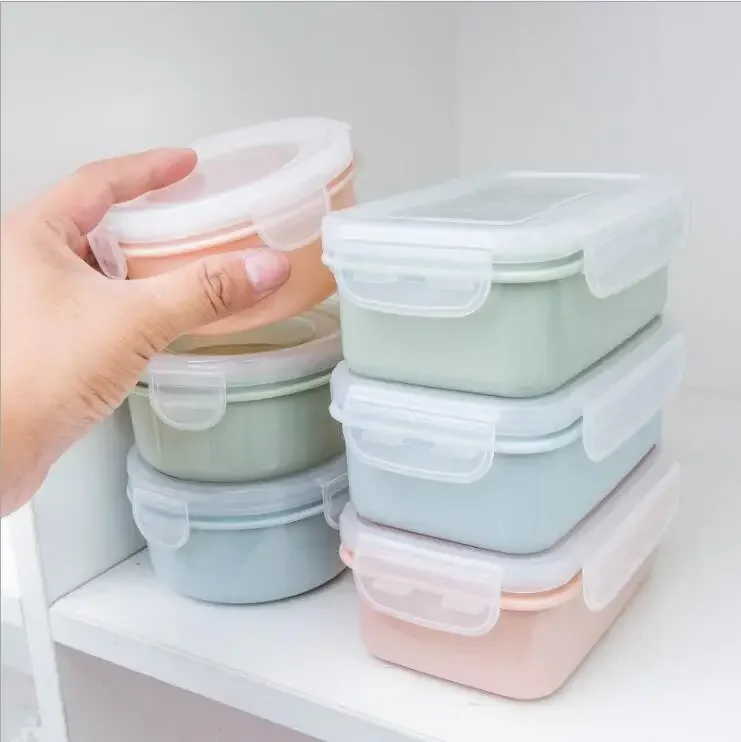 Mini Size Home Round Plastic Refrigerator Crisper Kitchen Food Storage Sealed Box Lunch Grains Tank Sorting Container