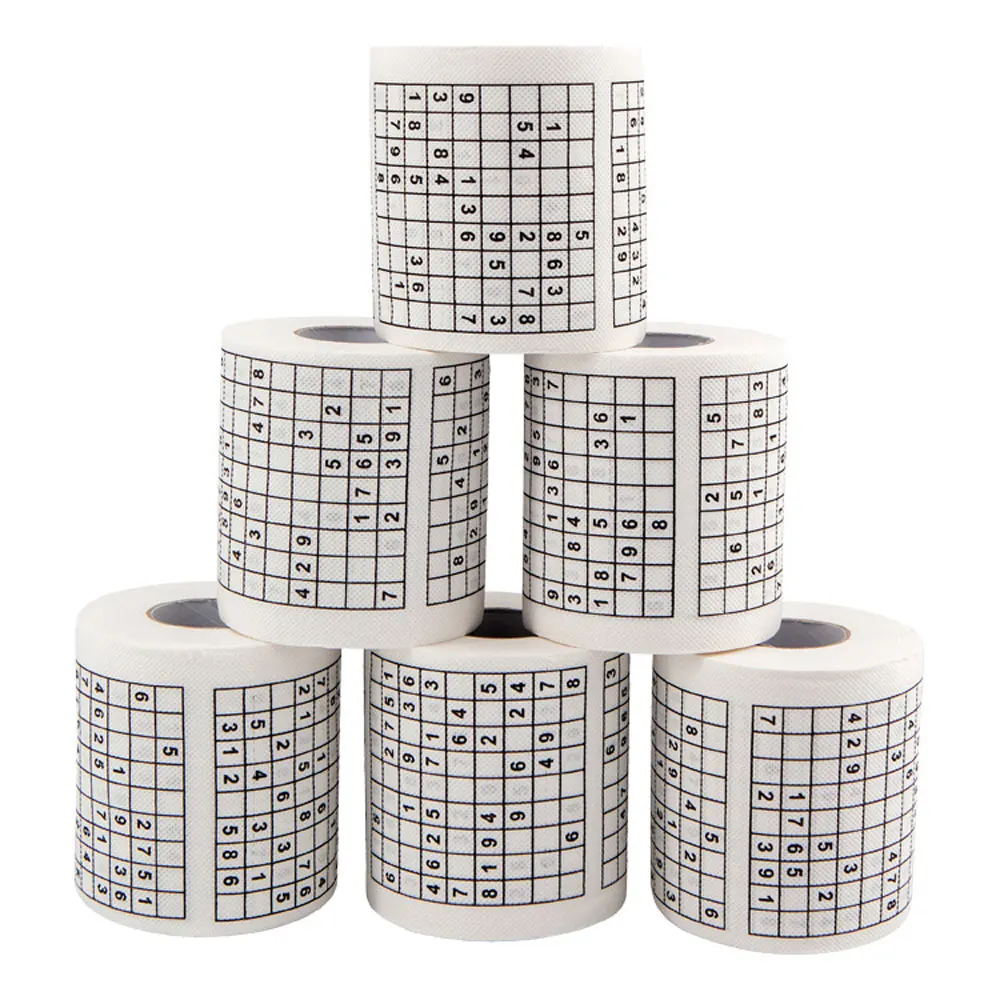 Sudoku game toilet paper, office and home puzzle roll paper, home creative fun toilet paper, wood pulp toilet paper