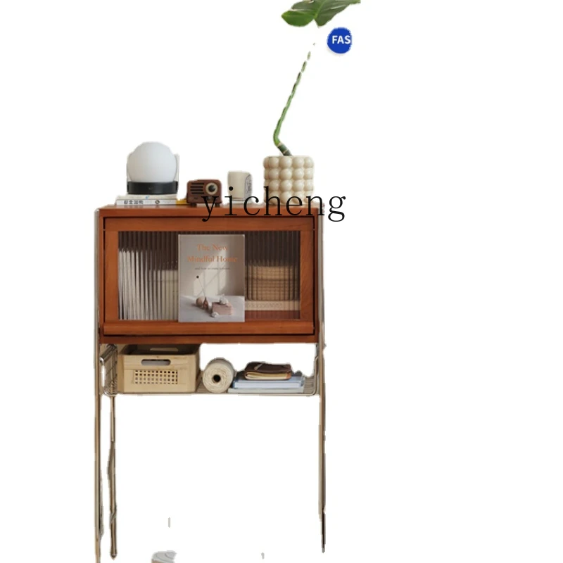 

XL Solid Wood Side Cabinet Storage Cabinet Sweeper Cherrywood Living Room and Tea Room Magazine Rack Display Stand