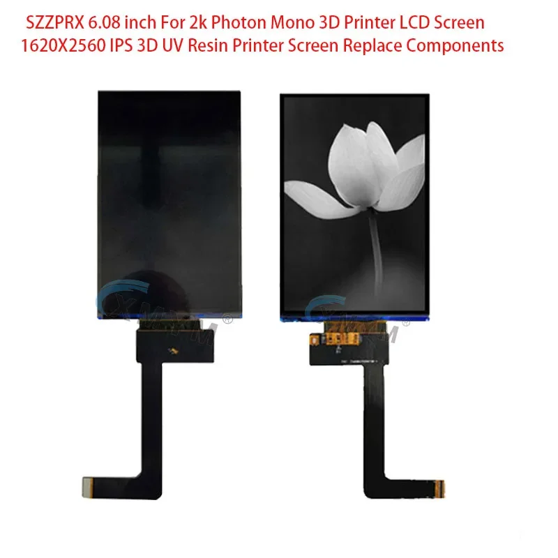 

SZZPRX 6.08 inch For 2k Photon Mono 3D Printer LCD Screen 1620X2560 IPS 3D UV Resin Printer Screen Replace Components