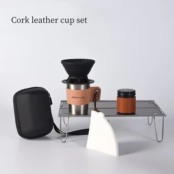 Portable travel coffee set with silicone filter and cup—perfect for camping and outdoor use. 1