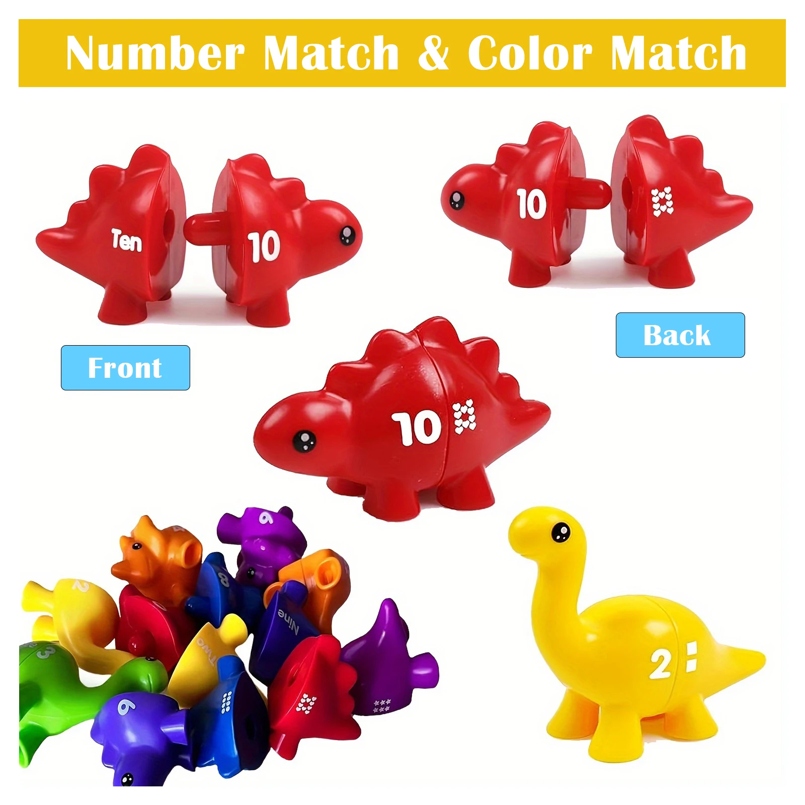 Dinosaur Matching Game Toys Alphabet Matching / Number Matching Montessori Toy for Kids Learning Colors Numbers Letters Toy 4