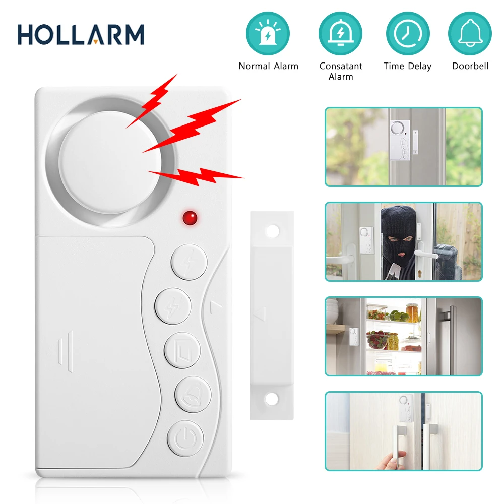 Hollarm Sensore Di Apertura Della Porta Allarme Porta Ritardato Senza Fili Allarme Antifurto Per Porte E Finestre Allarme Di Sicurezza Sensore Porta A