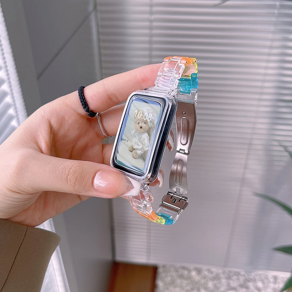 Per Xiaomi Mi Band 7 Pro Strap Fashion Acrilico Rainbow Resin Clear Wristband Bracciale Miband 7 Pro Cinturino Di Ricambio Correa