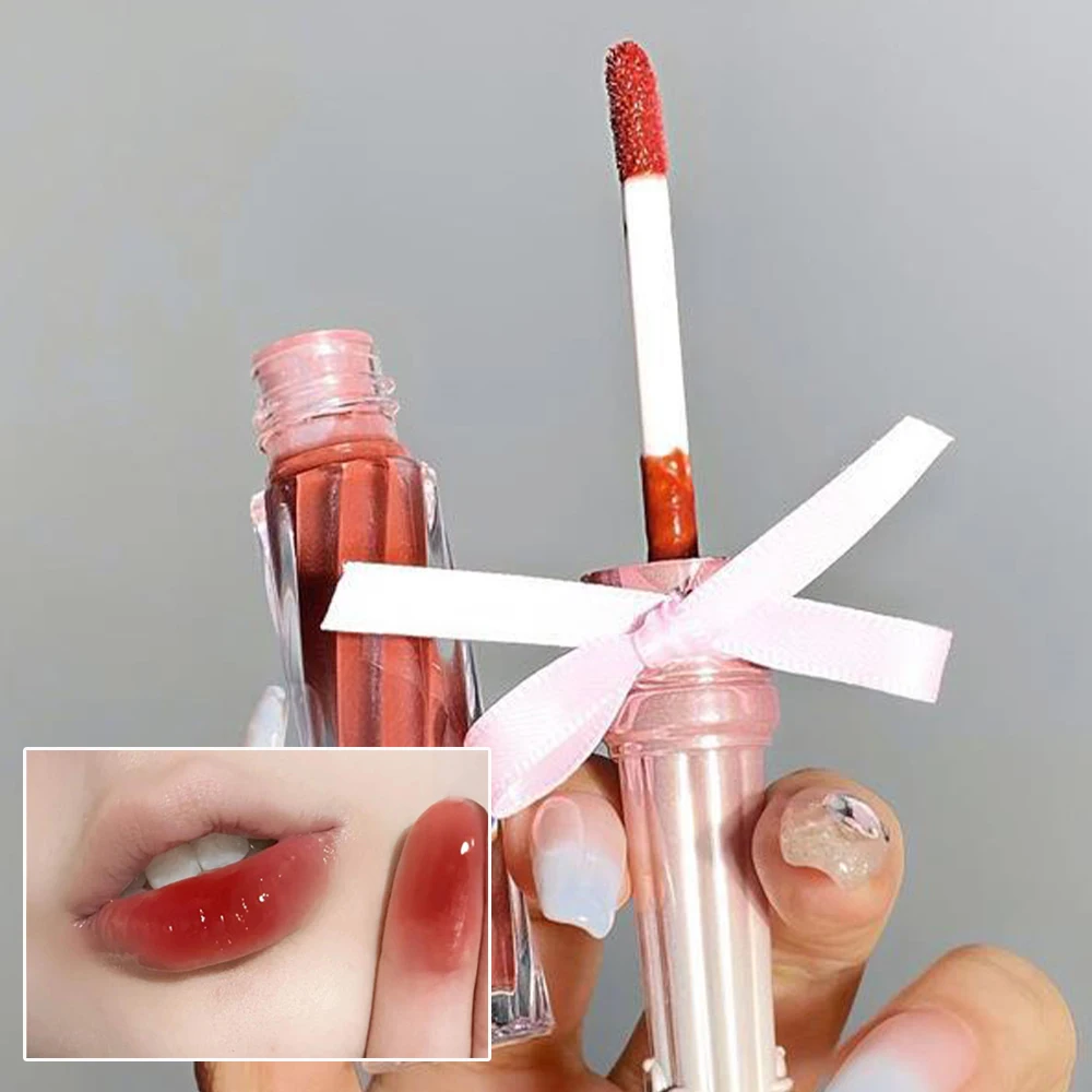 

Cute Bow Mirror Lip Glaze Watery Lip Gloss Waterproof Lasting Transparent Jelly Liquid Lipstick Womon Beauty Makeup Lip Cosmetic