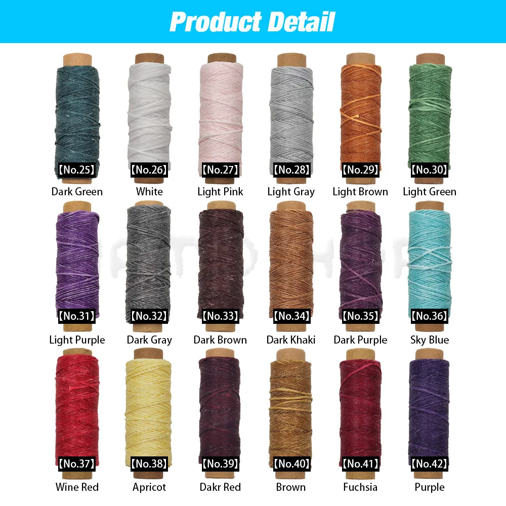 Description Picture 3 of item12/30/50M 150D 0.8mm Thickness Flat Waxed Thread Waxed Cord Hand Stitching Thread Flat Waxed Sewing Line For Leathercraft DIY