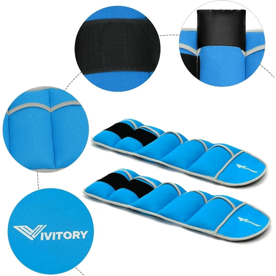 Adjustable Ankle Weights for Women & Men, Leg Weights 2 to 10 Lbs, Arm Weights, Ankle Wrist Weights Set for Strength Training, J