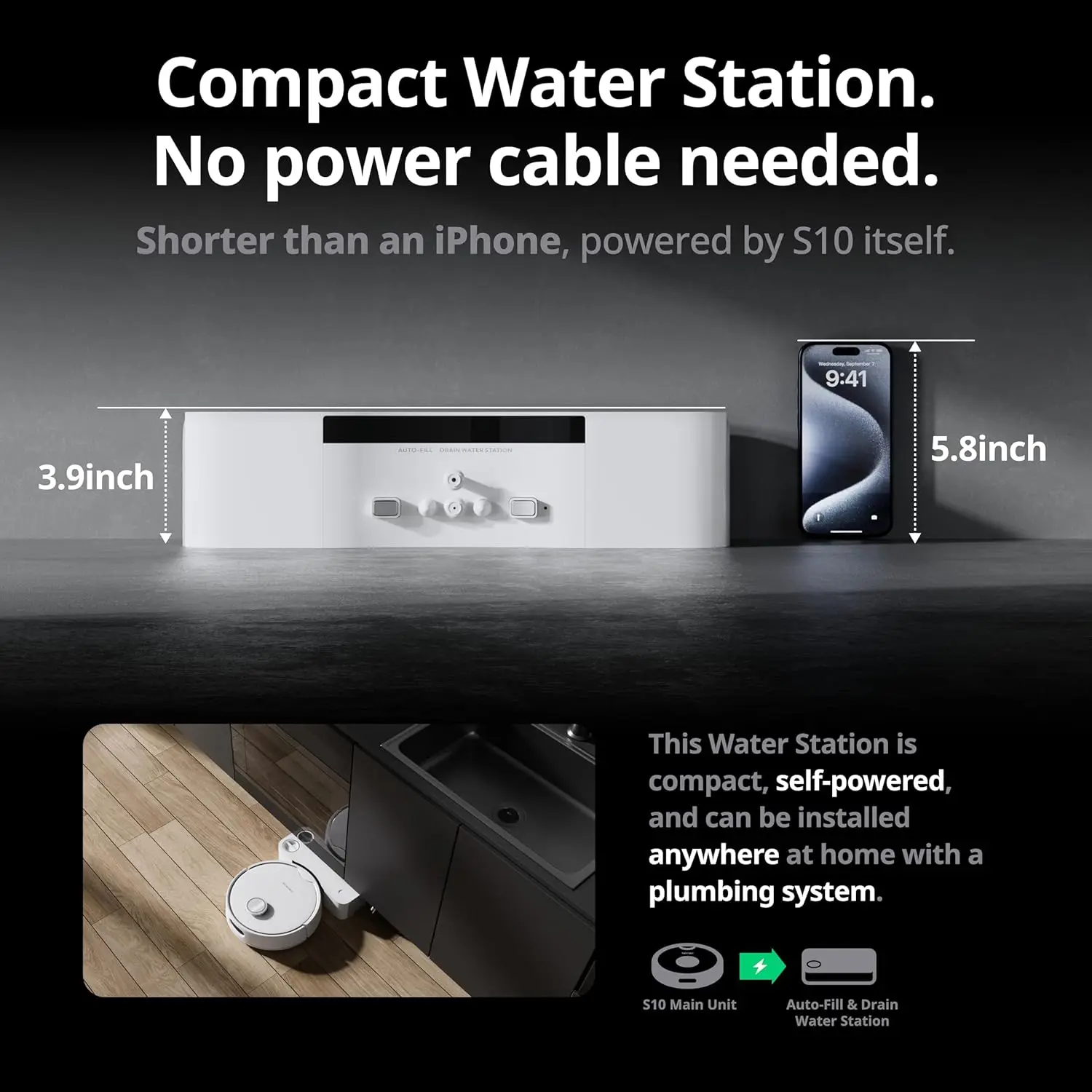 S10 Robot Vacuum and Mop with Dual Stations, Self Draining and Self Refilling, Auto Mop Washing/Drying, Liftable Mop,