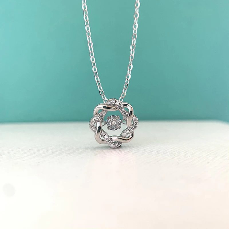 

S925 Silver Moissanite Geometric Necklace Women 0.3CT D Color Moissanita Diamond Clavicle Necklace White Gold Fill Pass Tester