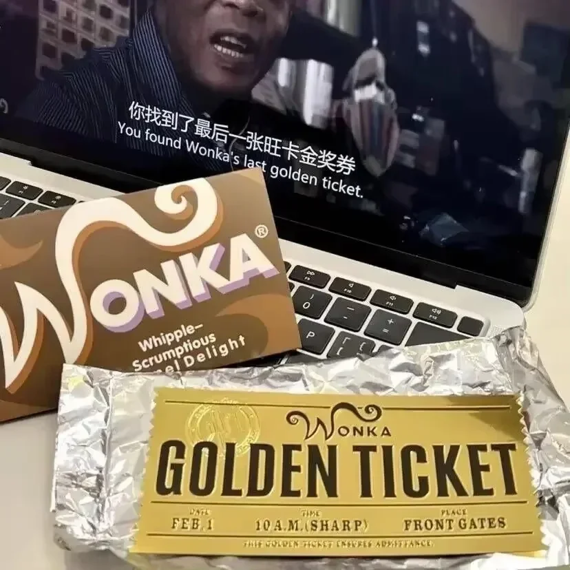 Wonka Charlie Chocolate Golden Ticket Gold Foil Ticket Original Size 18*8Cm Chocolate Gold Card Valentine's Day Gift collectible card