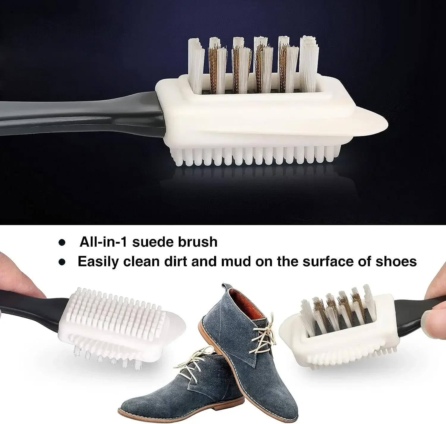 3 Side Cleaning Shoe Brush for Suede Nubuck Shoes Stain Dust Shoes Brush Steel Plastic Rubber Boot Household Cleaner Tools 2