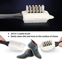 3 Side Cleaning Shoe Brush for Suede Nubuck Shoes Stain Dust Shoes Brush Steel Plastic Rubber Boot Household Cleaner Tools 2