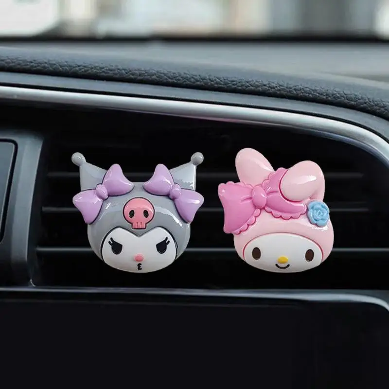 Sanrio Anime Surrounding Car Aromatherapy Kuromi Melody Car Air Outlet Interior Cute Accessories Car Aromatherapy Clip Jewelry