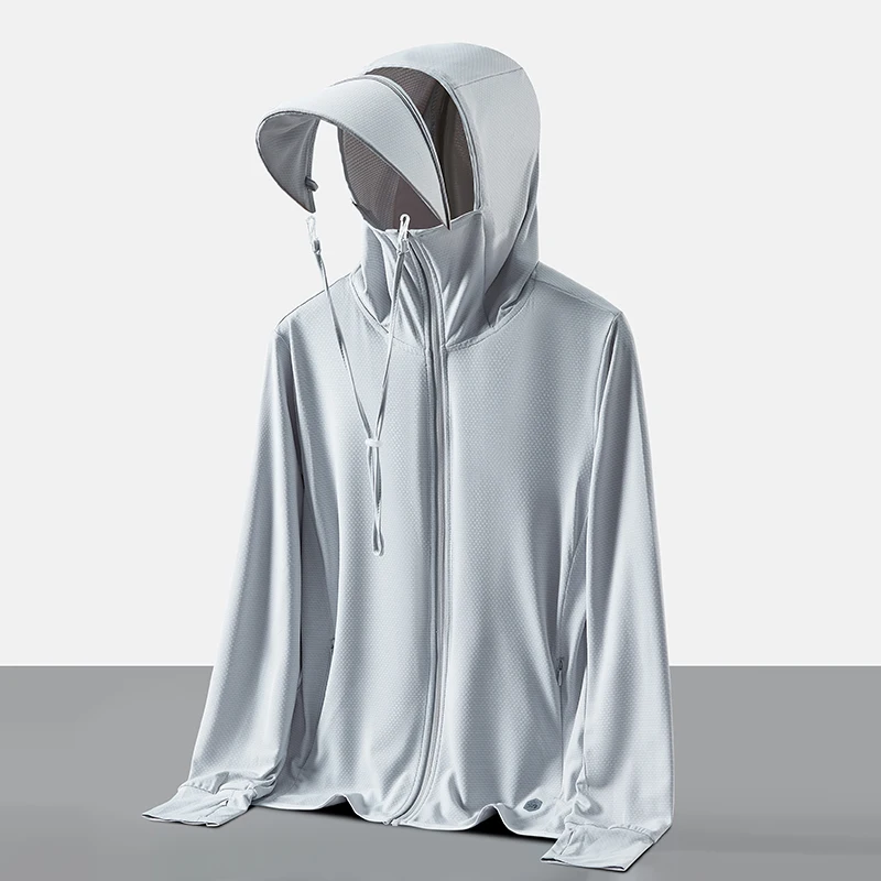 Upf50+ Sun Protection Clothing For Women Summer Outdoor Fishing Ice Silk Wai Breathable Anti-Uv Men's Long-Sleeved Ultra-Thin