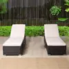 Outdoor Patio Chaise Lounges Set of 2 Seating Chairs, PE Wicker Lawn Garden Lounge Chairs, Outside Pool Lounger Wicker Beds, Adj 1
