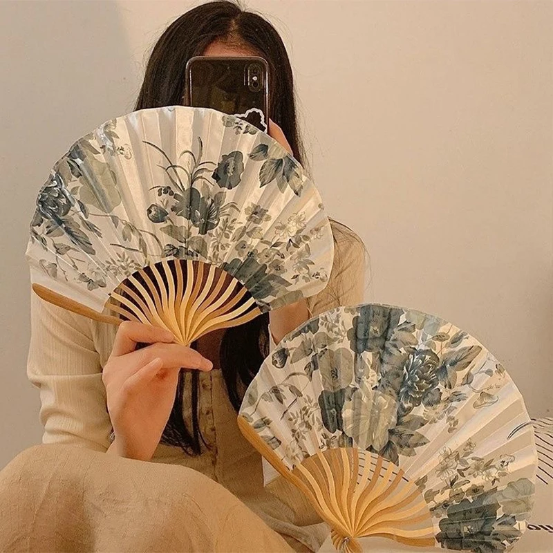 Chinese Japanese Style Silk Folding Fan Wedding Art Gift