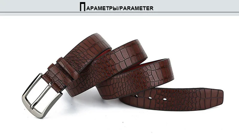 Retro Style Design Pin Buckles Metal Belts Crocodile Pattern Genuine Leather Belt For Men 38mm Clothing Accessories leather belt