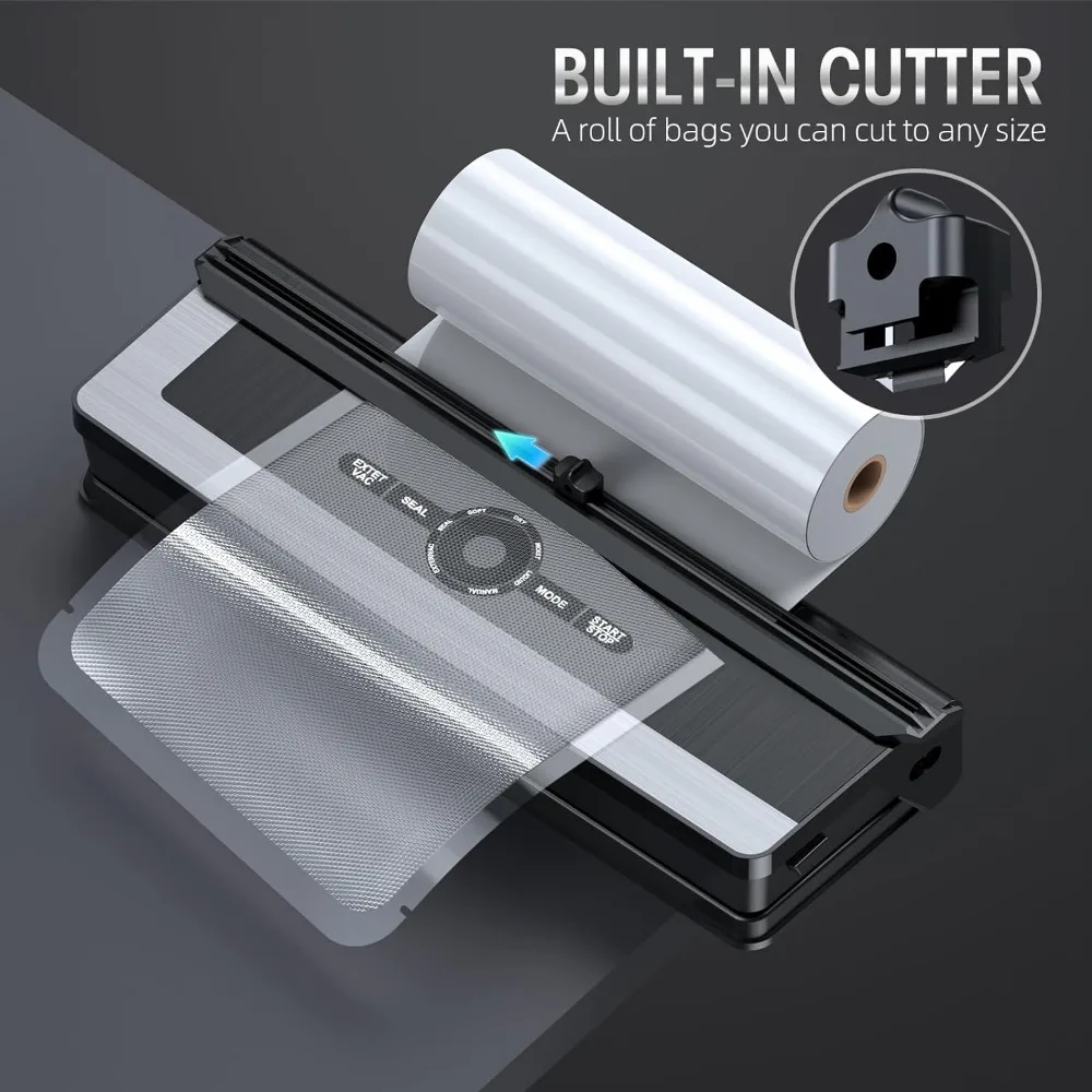 Automatic powerful mini household vacuum preservation machine bags 70kpa dry food and moist food vacuum sealer With Seal Bags 5