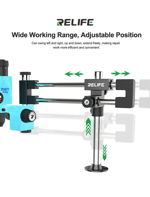 حامل ميكروسكوب متحرك RELIFE MS2 Pro – ذراع مزدوج (Dual Rod) وحركة 360 درجة لتوفير المساحة 2