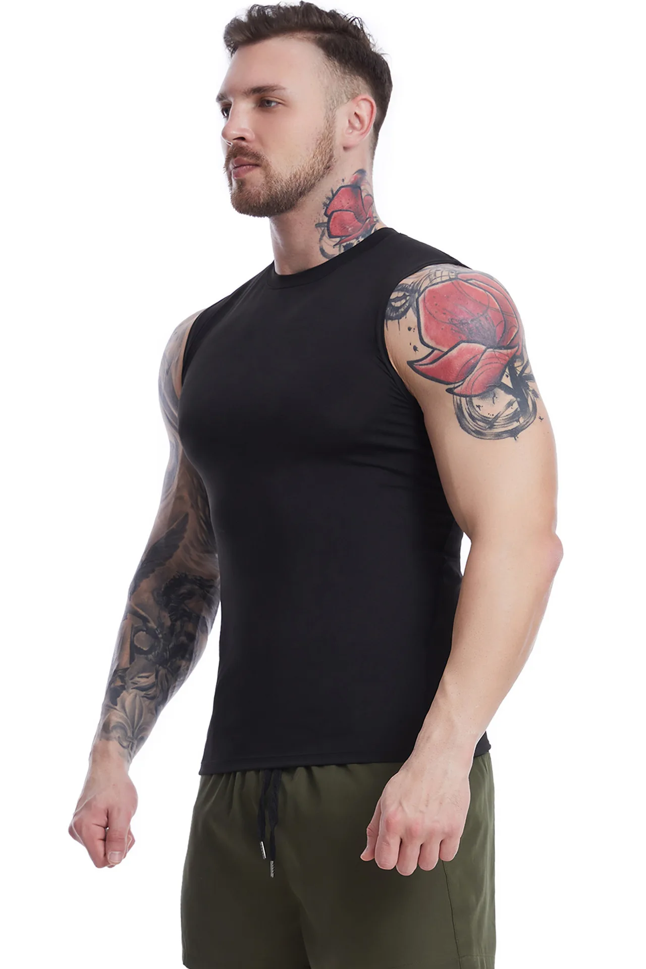 Sports Vest Men's Summer High Elastic Tight Sleeveless Fitness Clothing Sweaty Basketball Training Running Quick-drying Vest